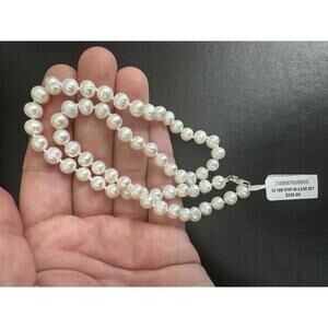 White Cultured Freshwater Pearl (7mm) & Crystal Collar Jewelry Set